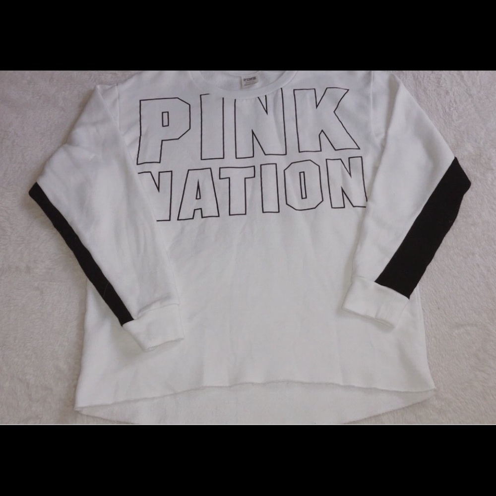 white Victoria’s Secret Pink lettered pullover